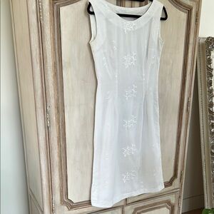 Elegant White Sleeveless Dress Vintage Handmade